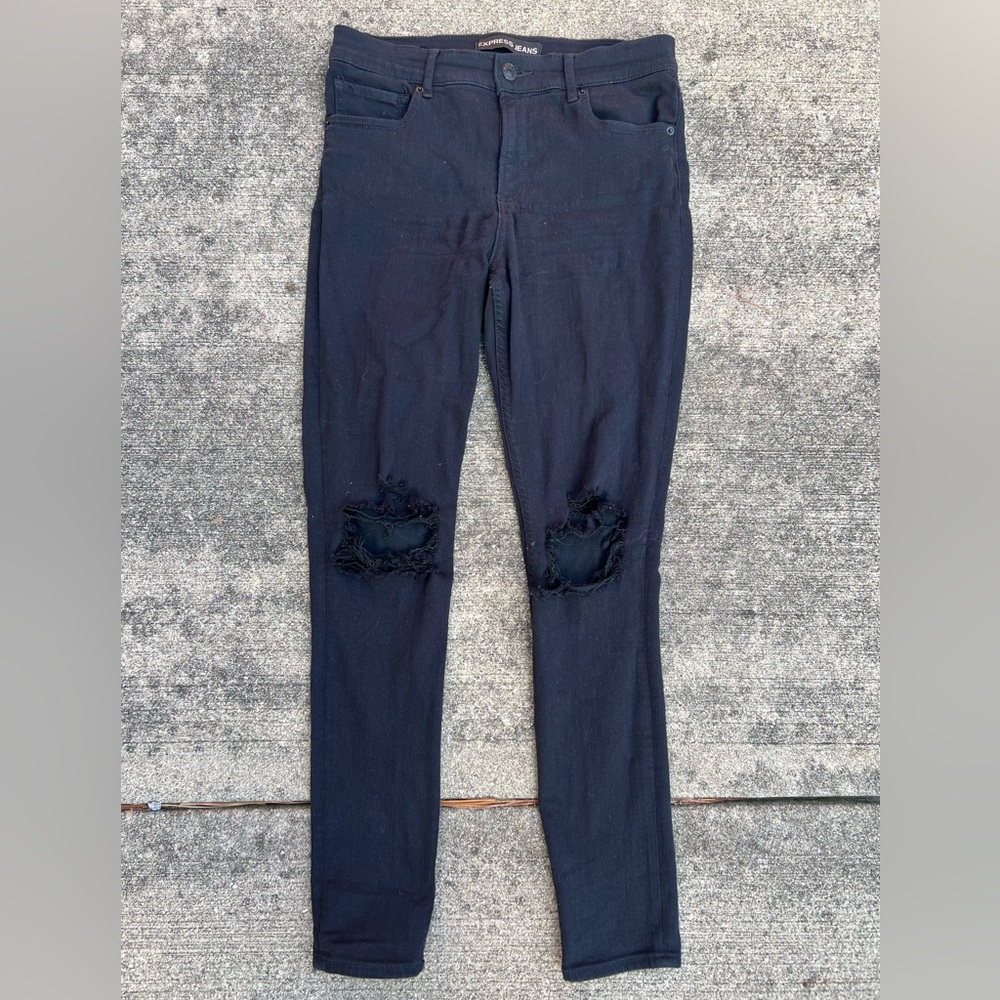EXPRESS JEAN distressed legging high rise